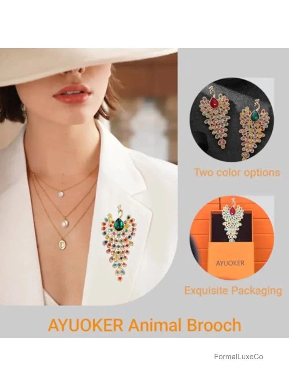 Crystal Peacock Brooch Pin Women's Vintage Alloy Jewelry Gift